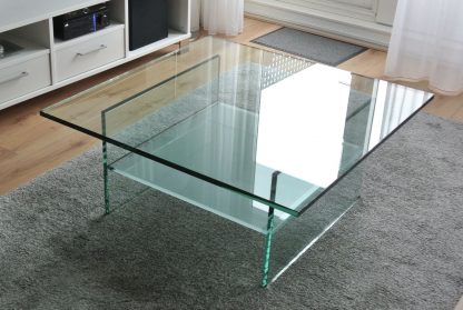 glazen salontafel ravenna vierkant helder glas mat tussenblad
