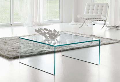 vierkante glazen salontafel milano - extra helder glas